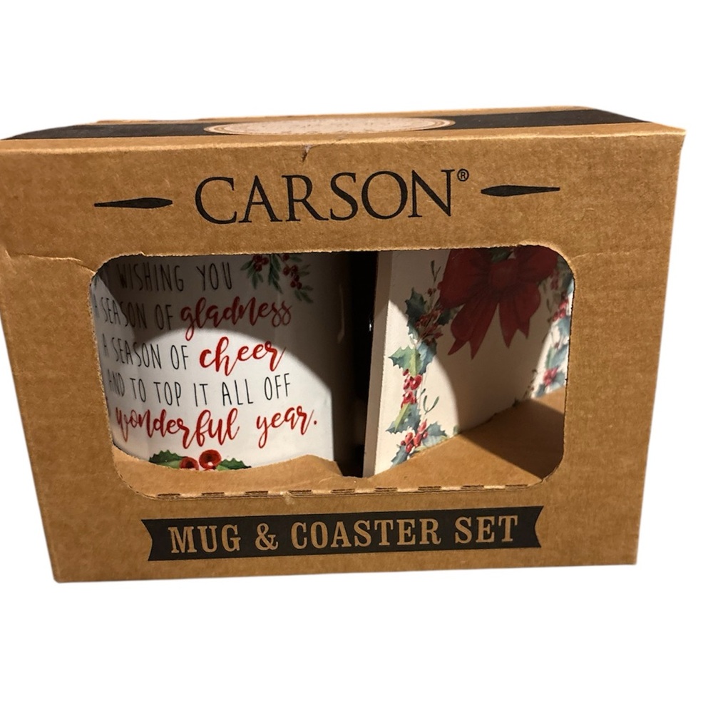 🥳Carson Mug & Coaster Set with Festive Design